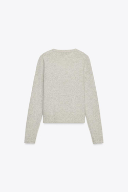 ZARA БАЗОВЫЙ ДЖЕМПЕР ИЗ 100% ШЕРСТИ, ПЕСОЧНЫЙ МЕЛАНЖ