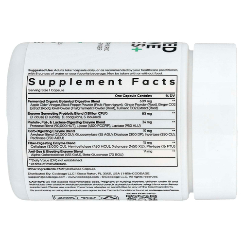 Codeage, ферментированные пищеварительные ферменты+, 90 растительных капсул