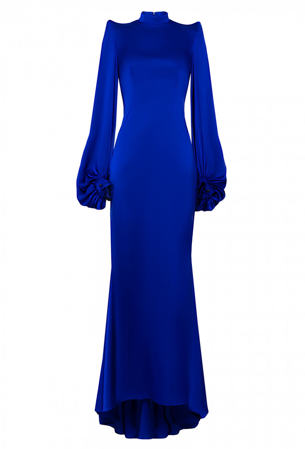 Платье синее силуэта "рыбка" воротник стойка 16-01-21SS