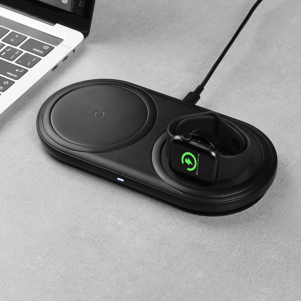 Беспроводная зарядка Baseus Planet 2in1 Cable Winder + Wireless Charger 10W (with 12V/2A Quick Charger) - Black