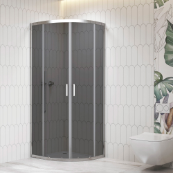 Душевой уголок стекло, полукруглый с раздвижными дверями на роликах - RGW CL-56 (Тонированное, 800x800)