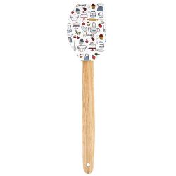 Лопатка кулинарная "Kitchen" 28*6,5*1см.(min12) (силикон, бук обработанный) ( упаковочный пакет)