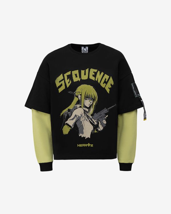 Лонгслив Sequence Black/sage Color-block Kimono черный - фото 1