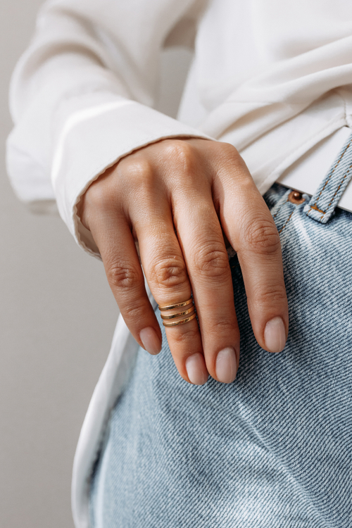 Фаланговое кольцо тройное в золочении