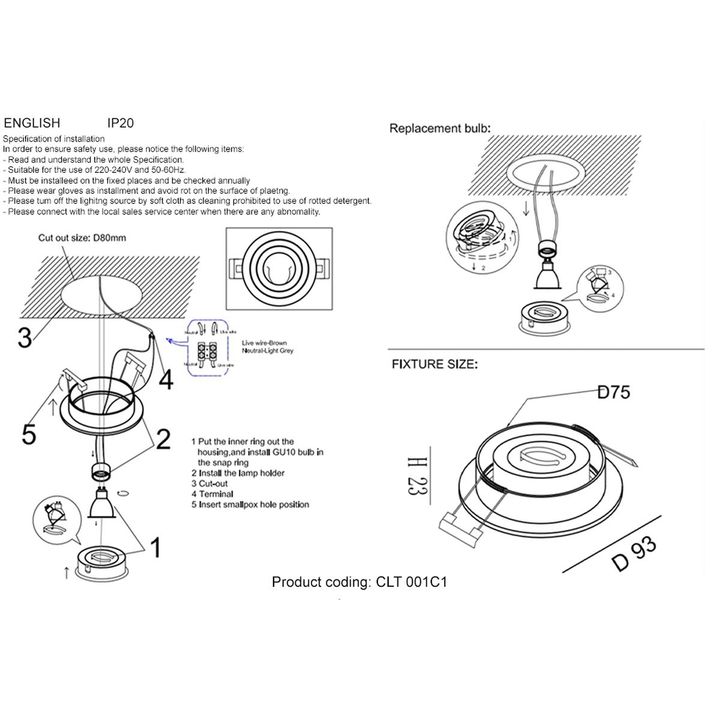 Встраиваемый светильник Crystal Lux CLT 001С1 BL