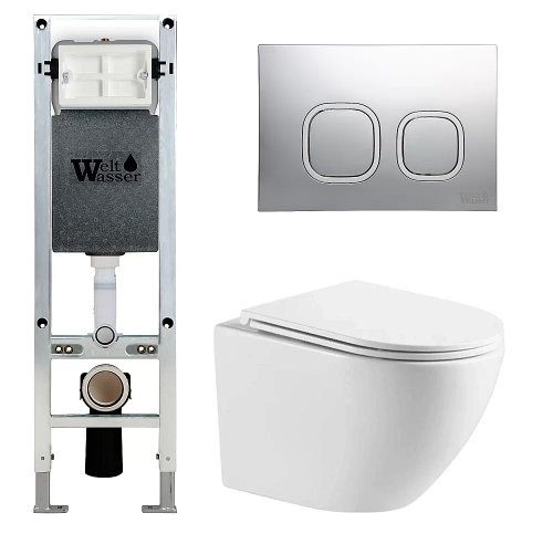 Унитаз с инсталляцией WeltWasser AMBERG 350 ST + MERZBACH 043 MT-WT + AMBERG RD-CR