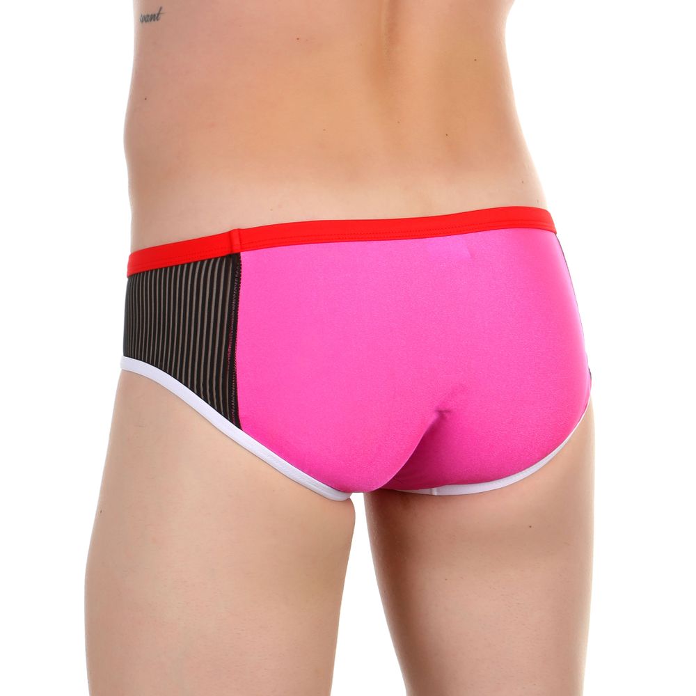 Мужские плавки фуксия с черными вставками Boefje