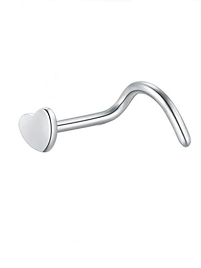 Изогнутая нострилла "Сердечко" для пирсинга носа. Медицинская сталь.