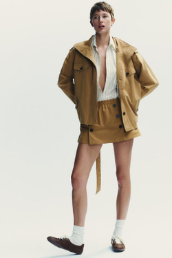 ZARA ЮБКА-ШОРТЫ С ПУГОВИЦАМИ, МЯГКИЙ КАШТАНОВЫЙ