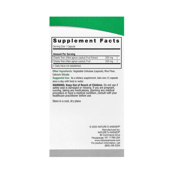 Витекс агнус кастус 40мг, Vitex Agnus-Cactus 40mg, Nature's Answer, 90 вегетарианских капсул 2