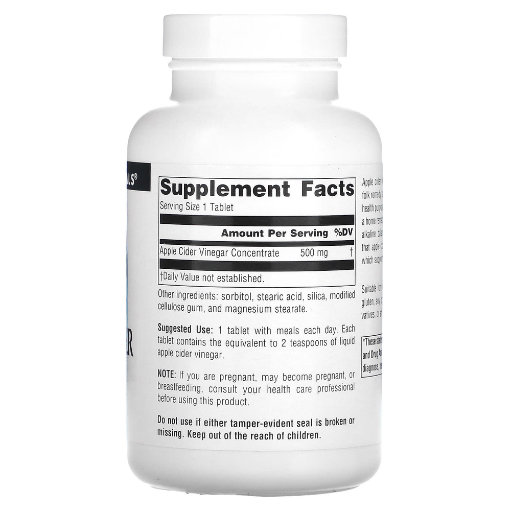 Source Naturals, яблочный уксус, 500 мг, 180 таблеток