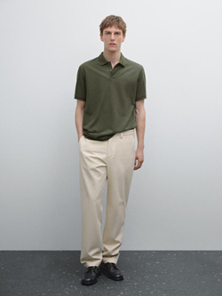 Massimo Dutti Футболка-поло из хлопка, хаки