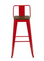 Стул барный TOLIX со спинкой красный глянцевый + темное дерево KD 4 шт.