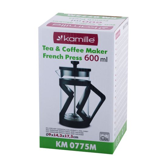 Френч-пресс 600 мл. Kamille KM-0775M (полипропилен, нержавеющая сталь, стекло)