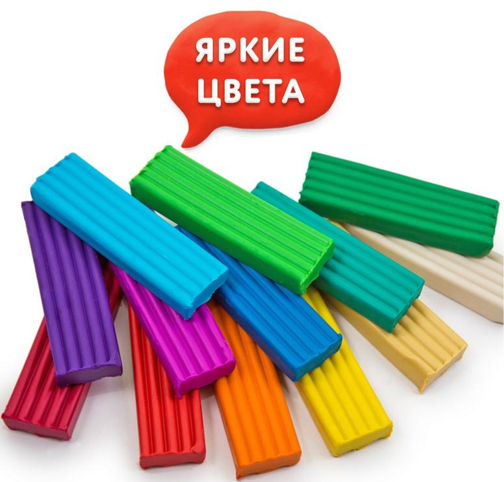 Пластилин классический 12 цветов 240г со стеком "ЮНЫЙ ВОЛШЕБНИК" (ЮНЛАНДИЯ)