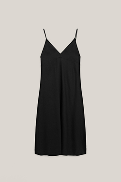 Massimo Dutti Платье-миди из смесового льна - Limited Edition, черный