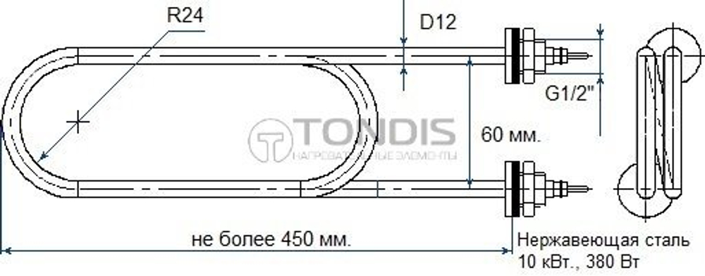 ТЭН для котла ЭВАН 10кВт нерж.ст.