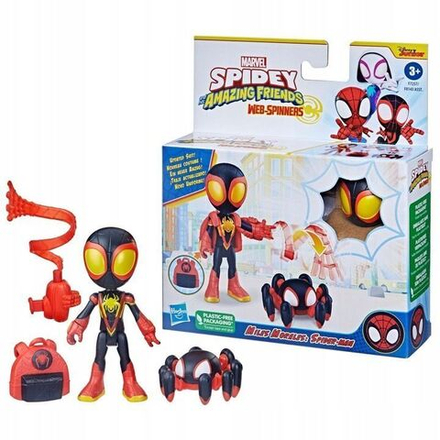 Фигурки Hasbro Spidey Amazing Friends - Фигурка супергероя Майлза Моралеса + вращающийся паучий кнут - Web-Spinners F7257