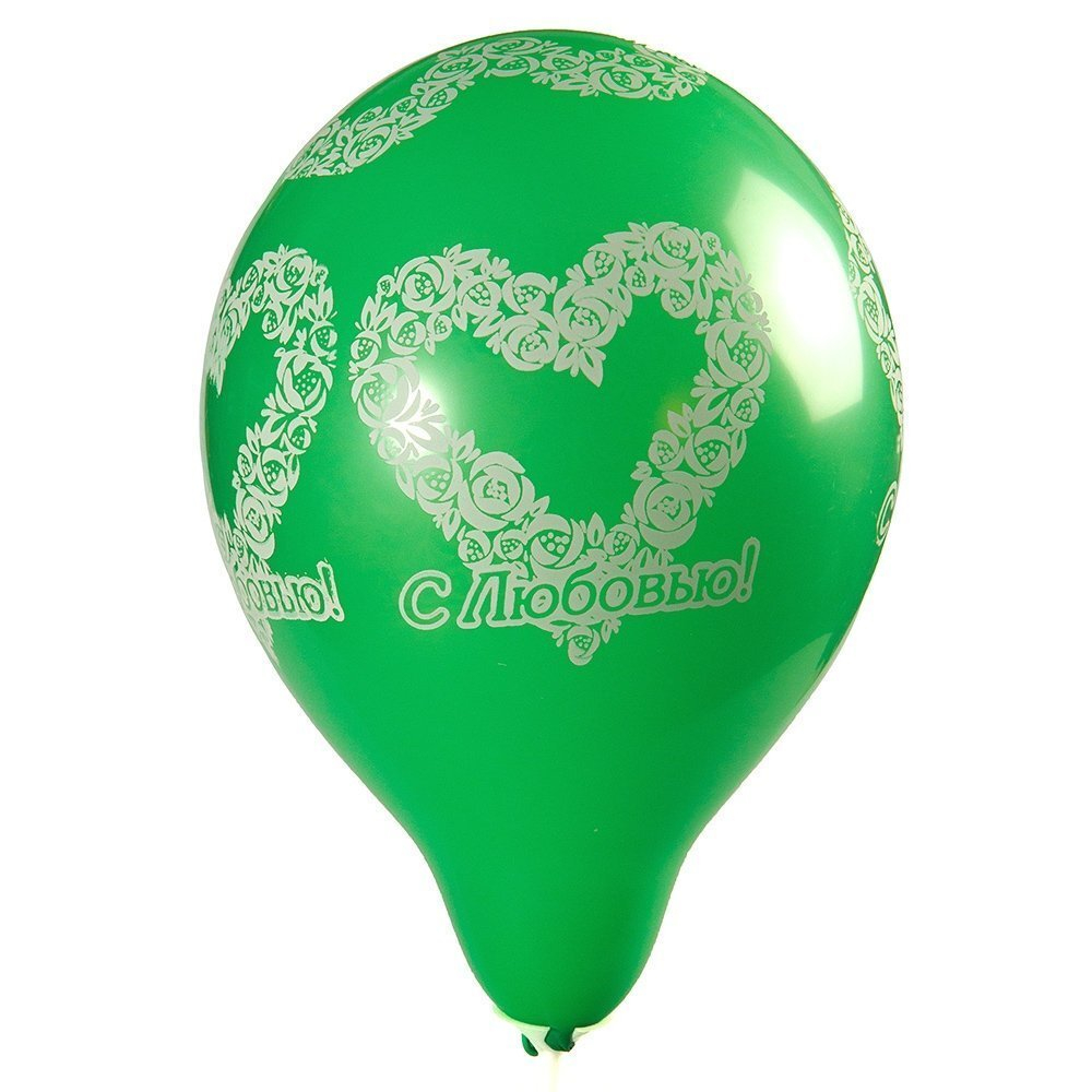 Шар воздушный Alingar, №10, "С любовью" №4, ассорти (рисунок сердце из цветов), 100шт/уп, пакет с европодвесом