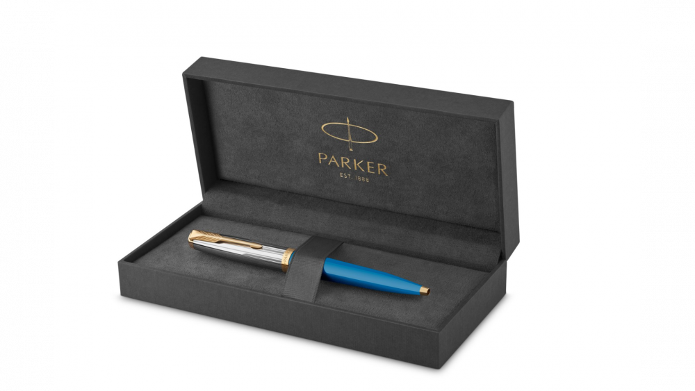 Шариковая ручка Parker 51 Premium Turquoise GT стержень: M, цвет чернил: black, в подарочной упаковке.