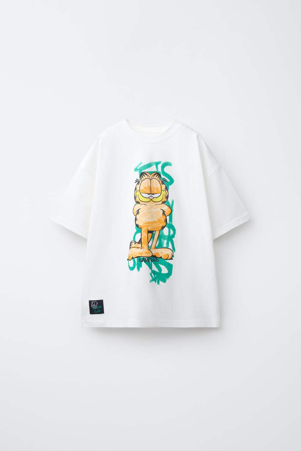 ZARA ФУТБОЛКА С ГРАФФИТИ GARFIELD © PAWS INC, ЭКРЮ