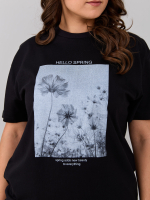 Пижама с брюками КБк-193П/черный-ромашки