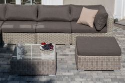 "Лунго" трансформирующаяся лаунж-зона из искусственного ротанга, цвет бежевый