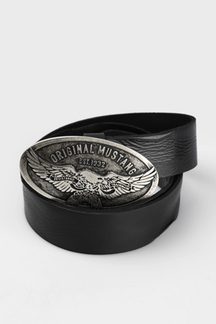 Ремень взрослый MUSTANG Leather belt in 40 mm with buckle in polished silver