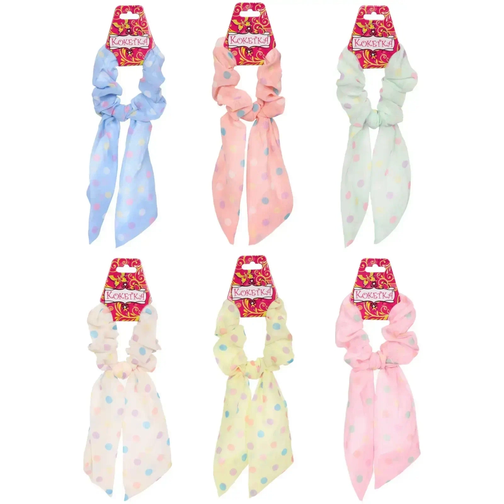 Резинка для волос «La Belle», горошек, микс 6 цветов, 8*13см (подвес Кокетка)