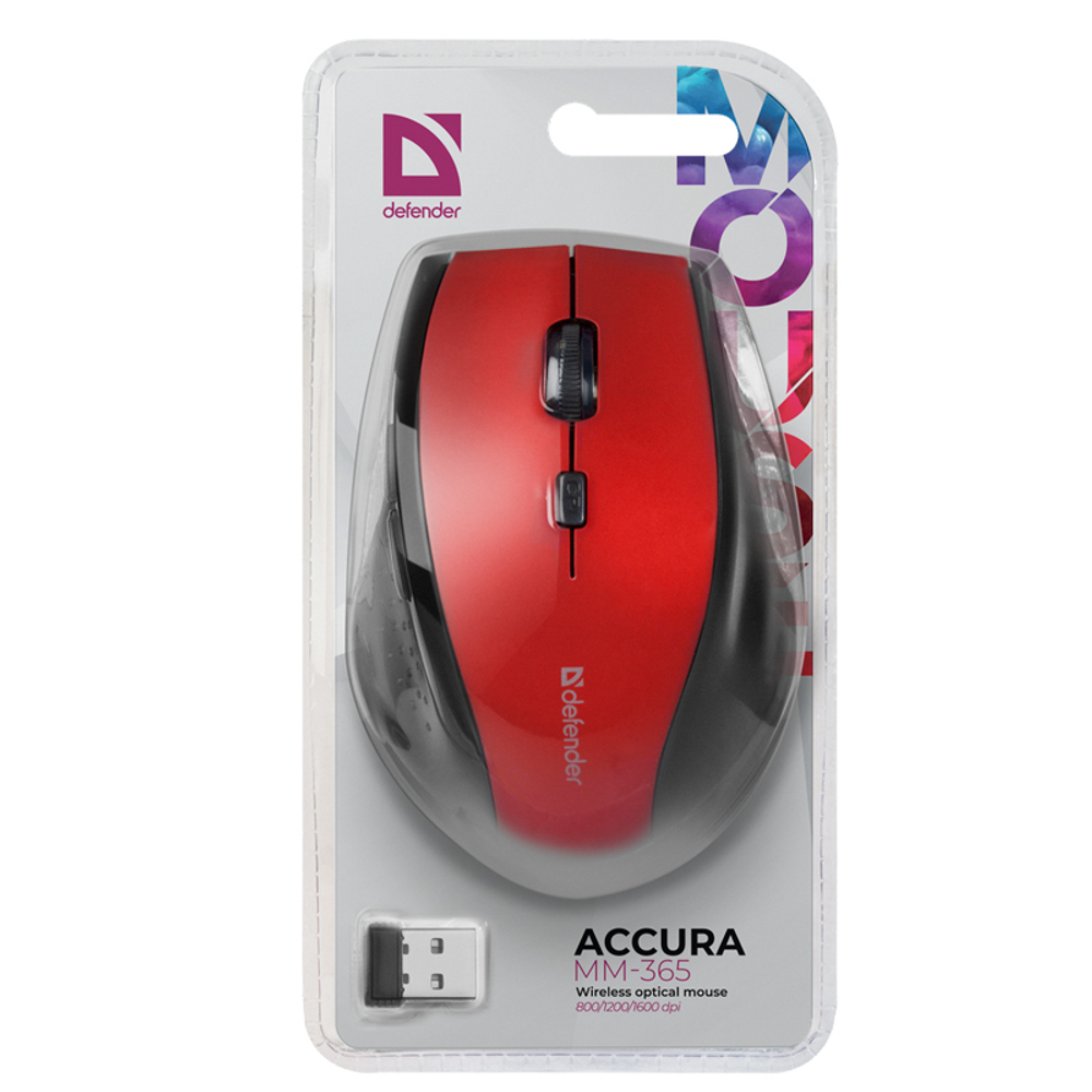 Мышь компьютерная Defender Accura MM-365, красный