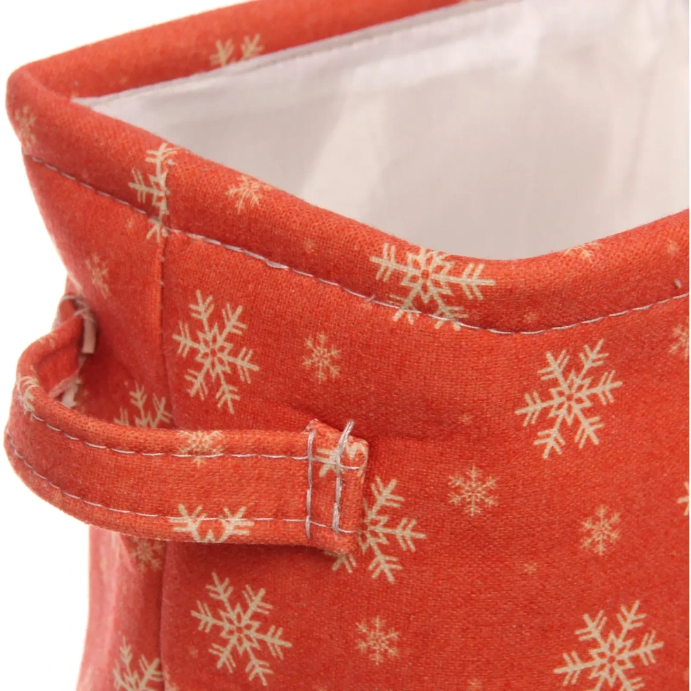 Коробка для хранения «ИДЕЯДОМА», принт снежинки, цвет красный, 20,5*14*17см, (лейбл Селфи)