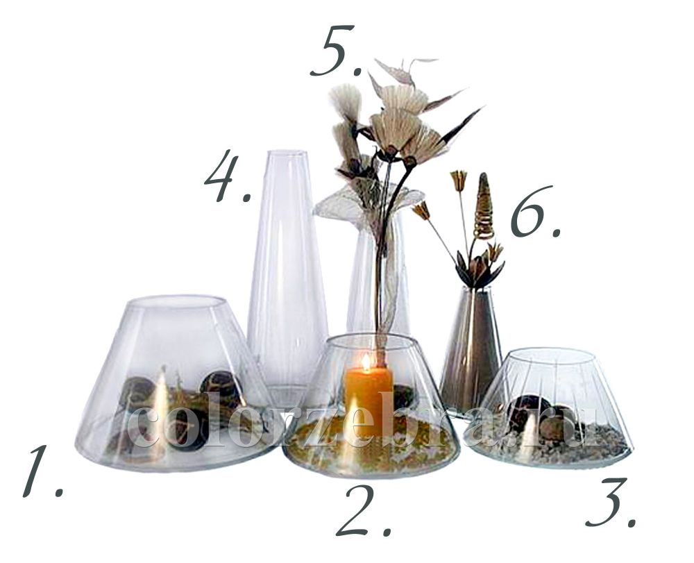 Стеклянные декоративные вазы