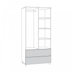 Эйп Шкаф для одежды 13.334 (Белый PE шагрень, Дуб Белый exclusive OW D4430)