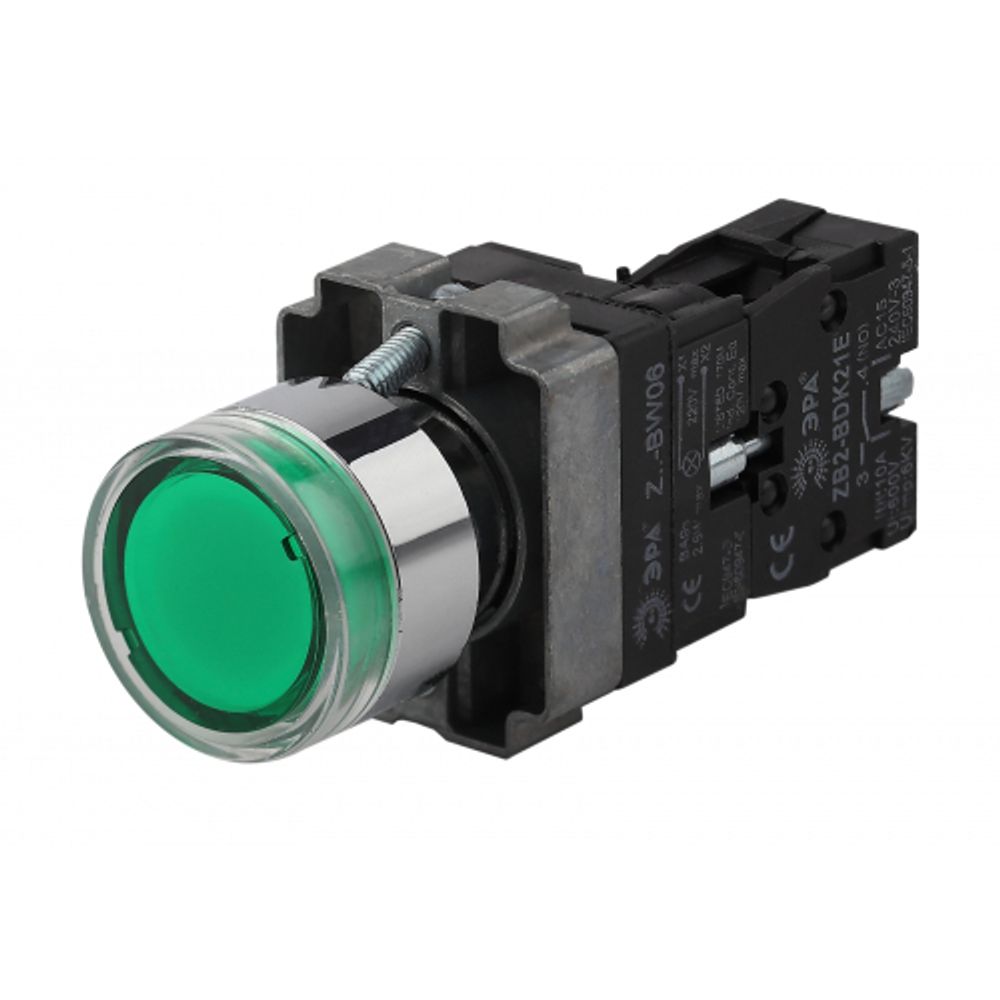 Кнопка управления ЭРА BBT50-BW-K06E LAY5-BW3361 с подсветкой зеленый 1з | Кнопки управления