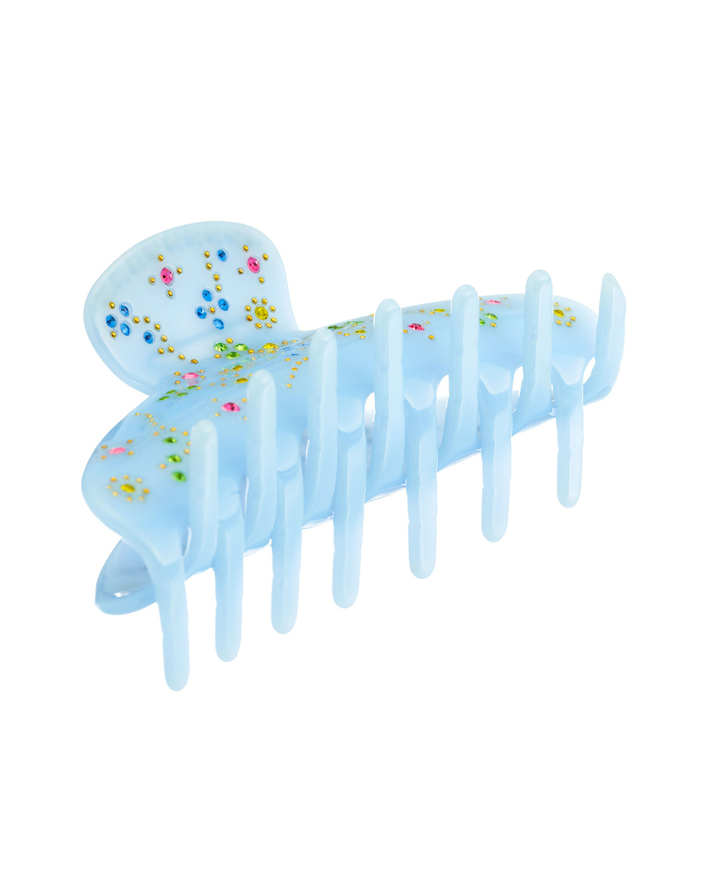 Заколка краб россыпь циркониев, голубая