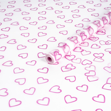 Пленка мат-я "Сердечки №2" ЯРКО-РОЗОВЫЕ 60см*200гр