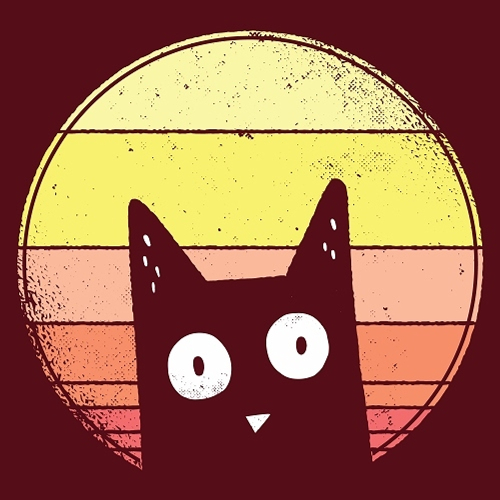 принт PewPewCat с котом для бордовой футболки