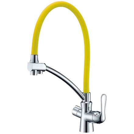 LM3070C-Yellow Комфорт Смеситель для кухни, с гибким изливом,  с подключением к фильтру питьевой в