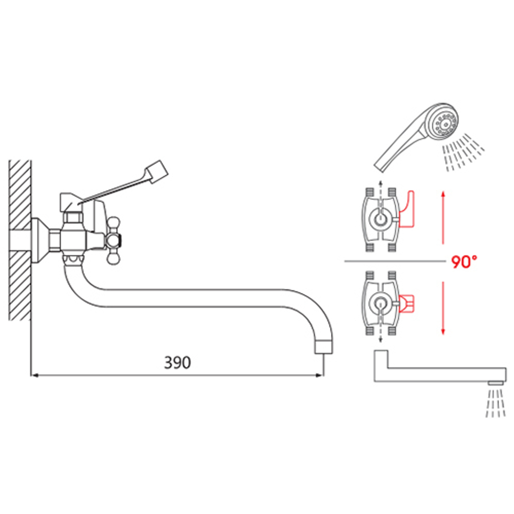 Смеситель для ванны Oute T54 T5423