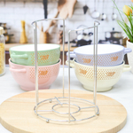 Набор бульонниц 4 предмета 650мл на подставке "Пастель"