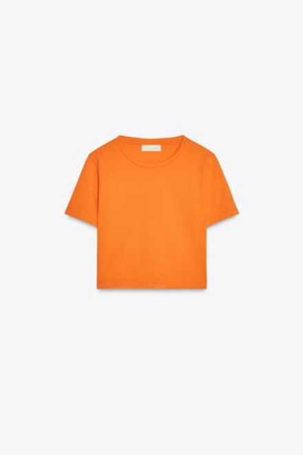 ZARA УКОРОЧЕННАЯ ФУТБОЛКА ИЗ ЭЛАСТИЧНОЙ ТКАНИ, ОРАНЖЕВЫЙ