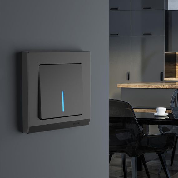 Выключатель одноклавишный с подсветкой Werkel черный матовый W1110108 4690389156656