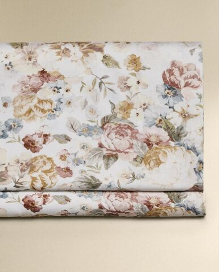 Zara Home - Простыня атласная с цветочным рисунком (300 нитей), белый, 270x280 см