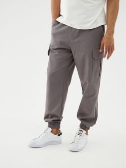 Джоггеры карго хлопковые. Серые