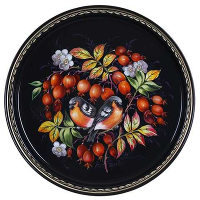 Жостовский поднос декоративный, размер 30 см (A9), металлический