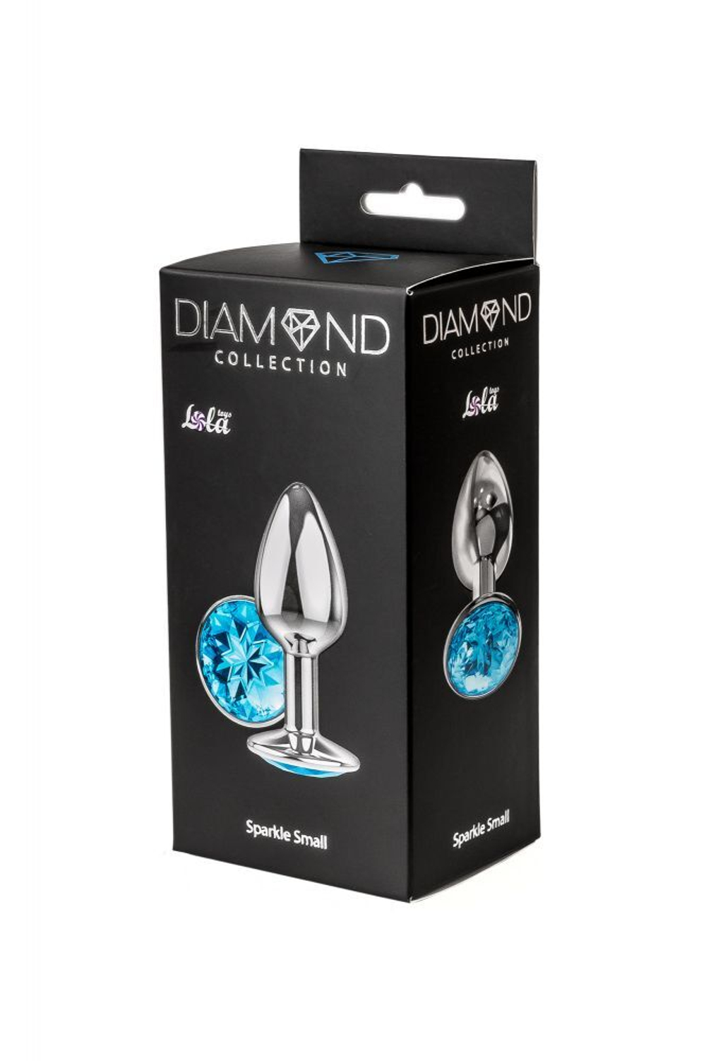 Малая серебристая анальная пробка Diamond Light blue Sparkle Small с голубым кристаллом - 7 см.