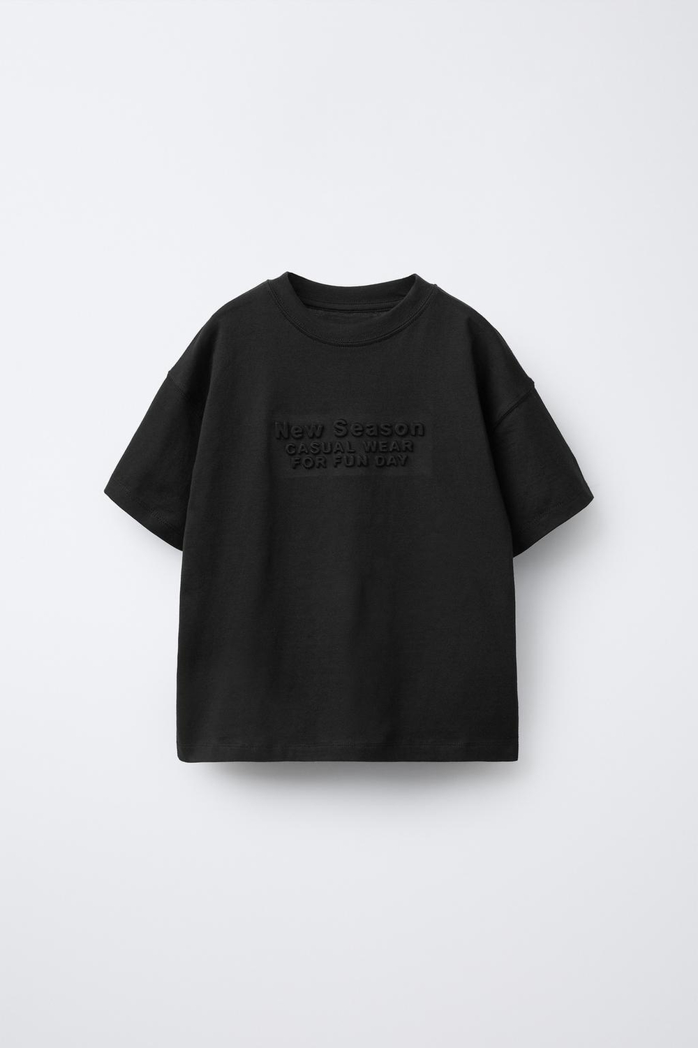 ZARA ФУТБОЛКА С НАДПИСЬЮ, ЧЕРНЫЙ