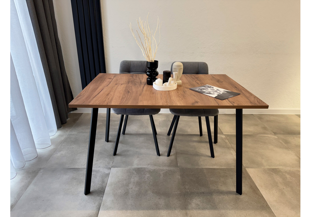 Стол деревянный Woodville Кортни 117 (157) x 77 дуб крафт табачный, черный матовый, ножки черные