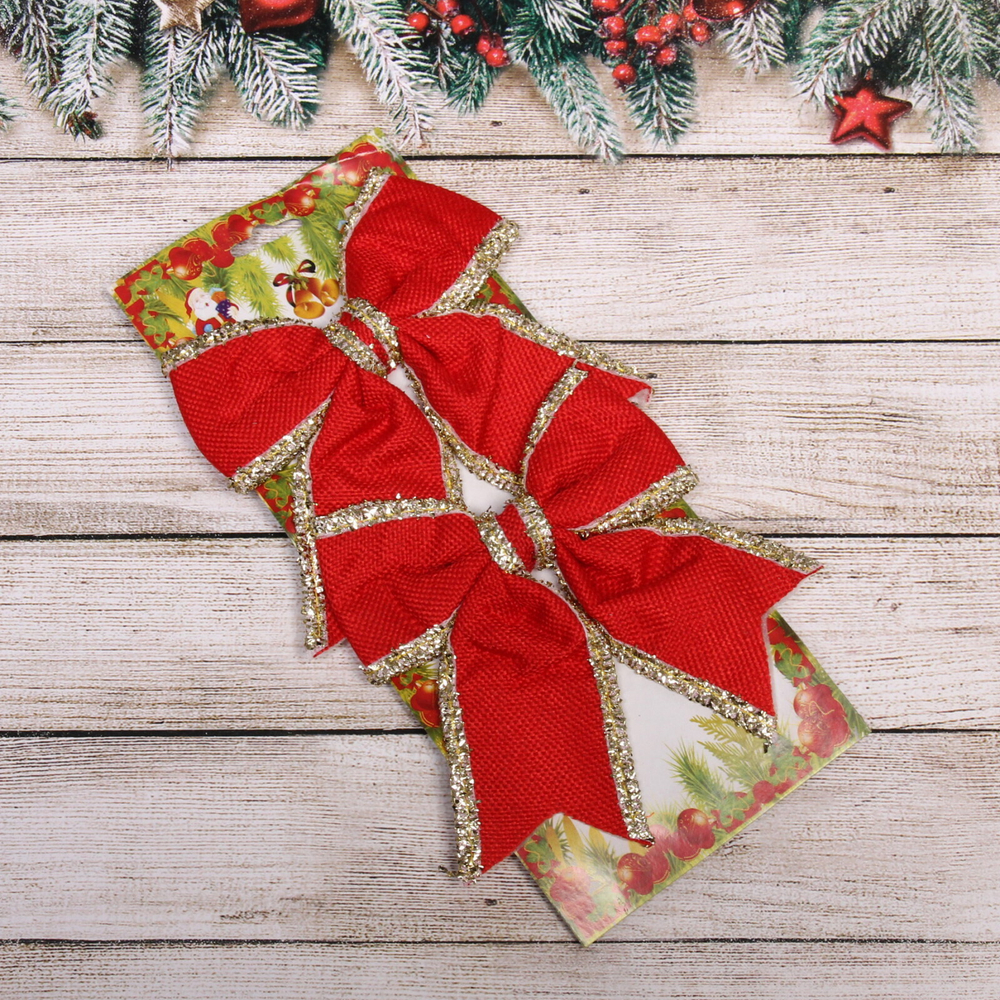 Бант на елку «Красное золото» (набор 2шт) 14*14см, красный
