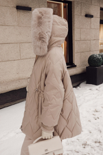 Пуховик комбинированный с элементами дубленки